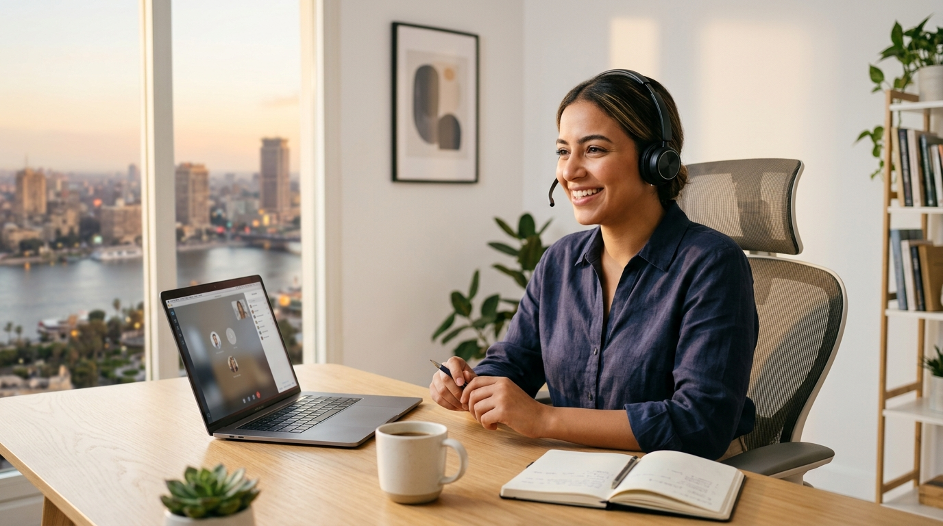 Remote professional from Egypt working with a US company